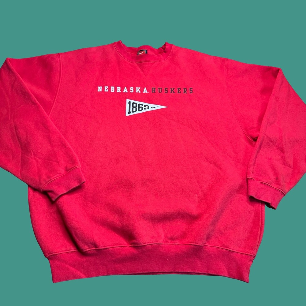 Vintage Nike Nebraska Cornhuskers Sweatshirt Large Mens Red NCAA College Y2K